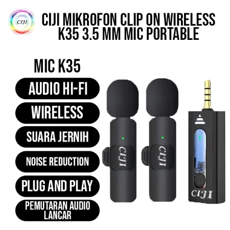  Mikrofon Clip On Lavalier Nirkabel 3,5mm Mic Portable